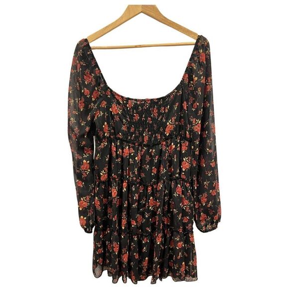 Trixxi Dresses & Skirts - Trixxi Black Floral Long sleeve Dress size L
